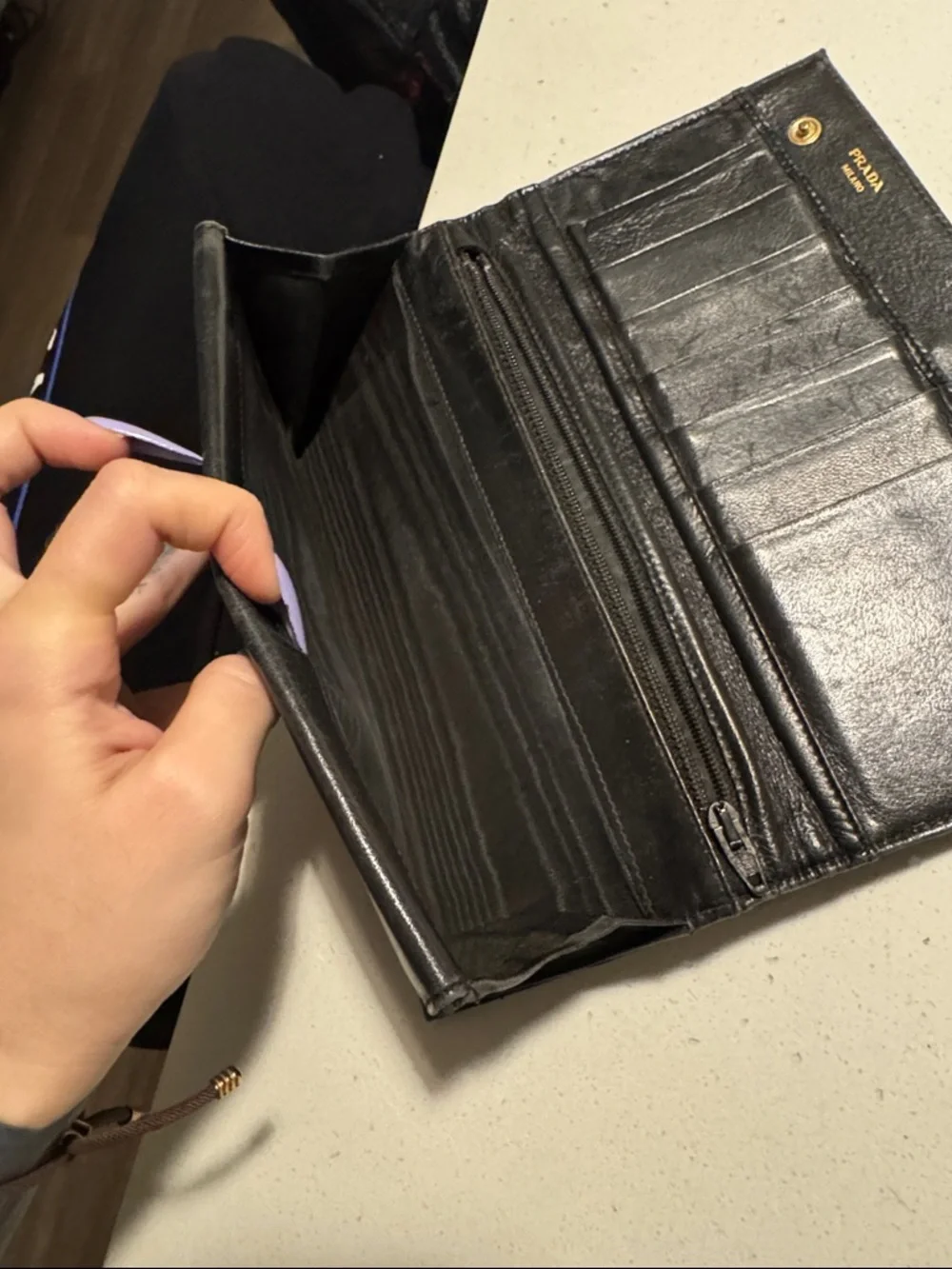 Prada Black Quilted Fold-Over Wallet - Picture 7 of 11